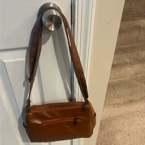 Brown Women’s Shoulder Bag with Front and Back Zipper Pockets